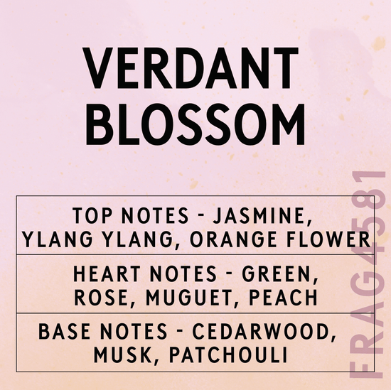 Verdant Blossom Fragrance Oil scent card with its scent notes