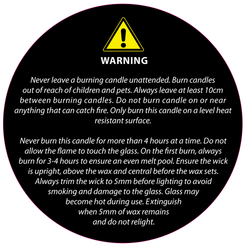 50mm Black Candle Safety Label