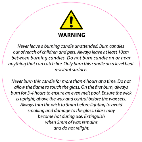 50mm White Candle Safety Label