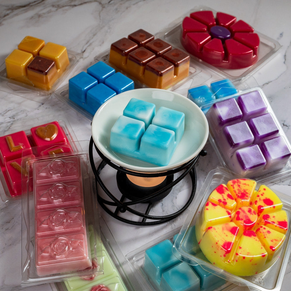 Wax melt clamshell group photo Clam shell wax melts