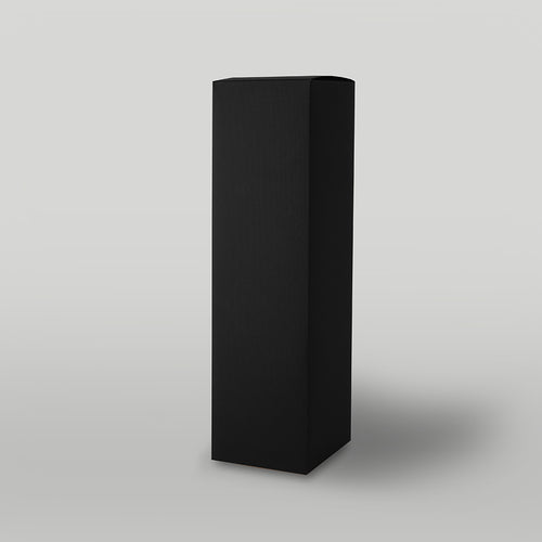Black rectangular candle box on a light grey background