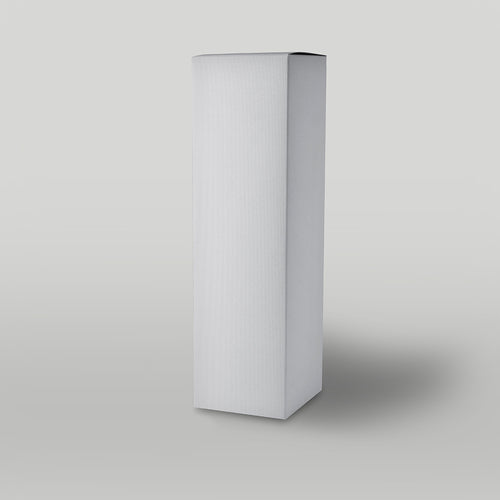 Rectangular white candle box on a light grey background