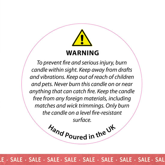 28mm White Candle Safety Label