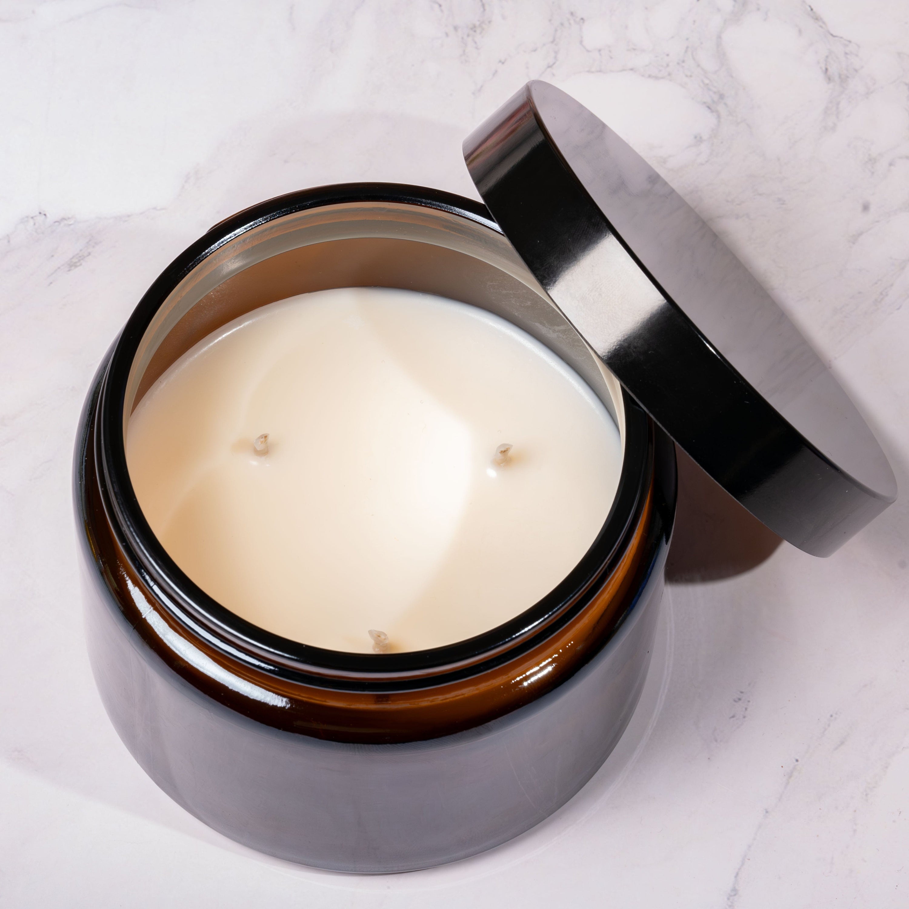 3Wick 400g Amber Candle Glass Jar with Urea Lid for Candle Makers