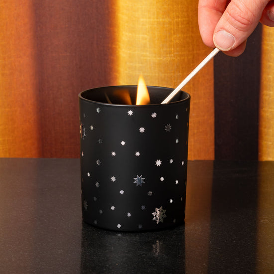 30cl Lotti Candle Glass - Black Matt With Silver Stars (Box Of 6)