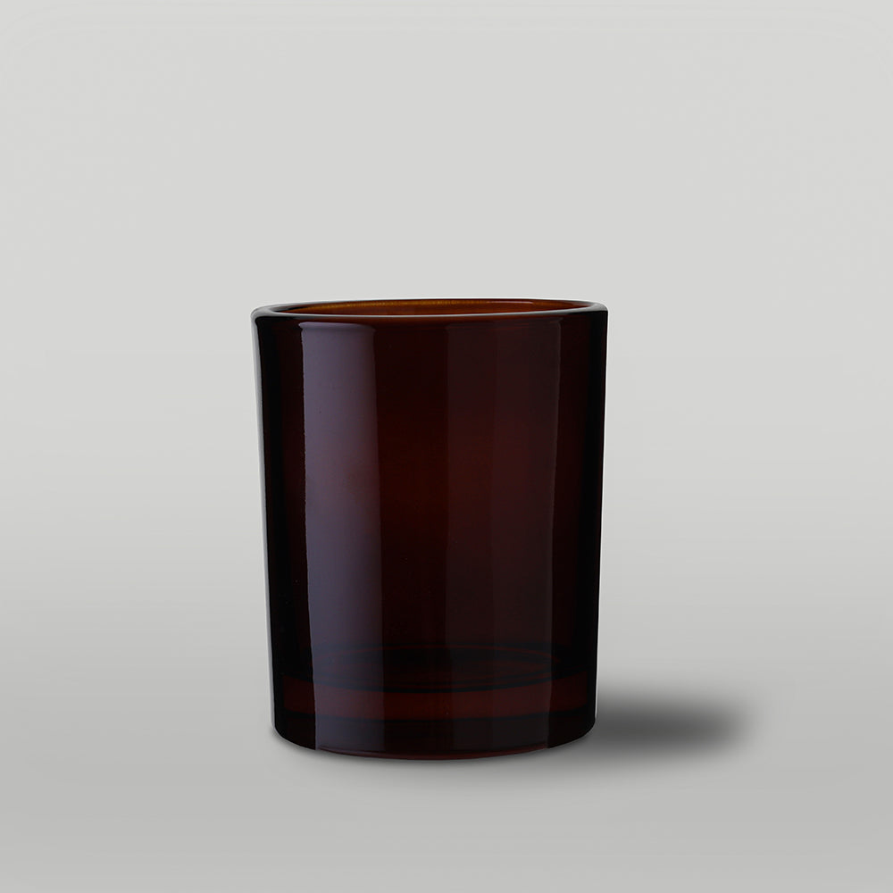30cl amber Ebony candle jar on a light grey background