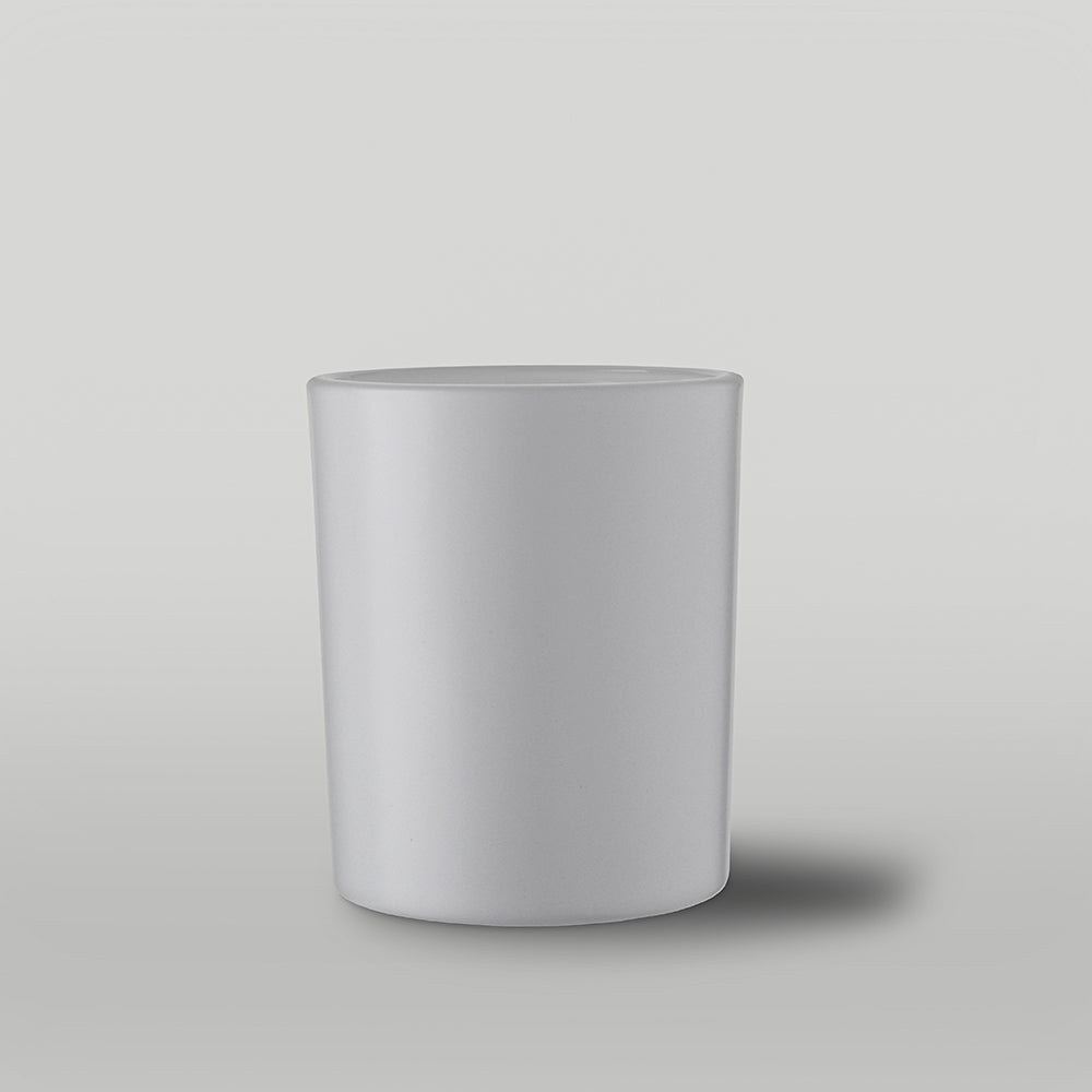 30cl Ebony matt white candle jar on a grey background