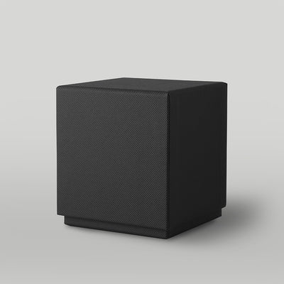 black rigid candle box on a light grey background