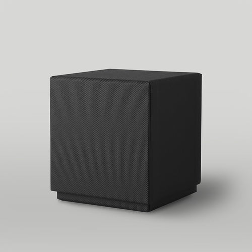 black rigid candle box on a light grey background