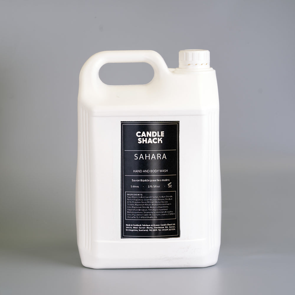 5 litre bottle of Sahara fragrance hand and body wash