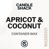 Candle Shack apricot and coconut container wax logo on a white background