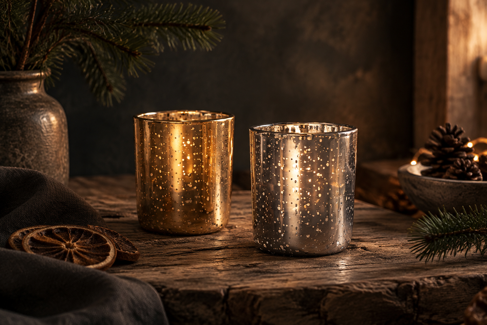 30cl Electroplated Glass Jar - Gold - Box of 6