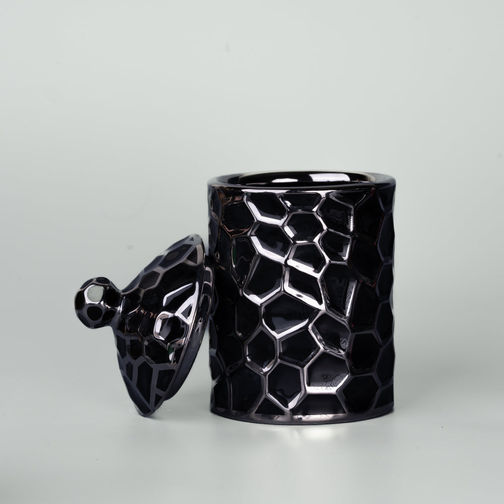 30cl Black Honeycomb Ceramic Jar - Limited Edition