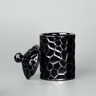30cl Black Honeycomb Ceramic Jar - Limited Edition