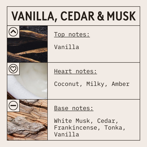 Vanilla, Cedar & Musk fragrance oil candle scent by Candle Shack