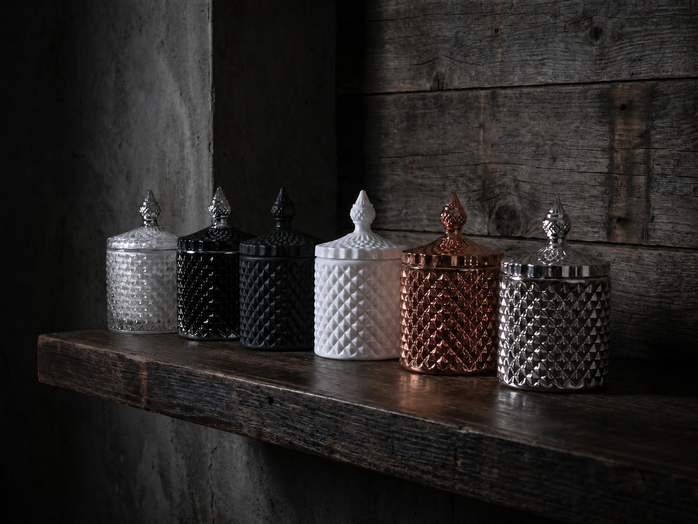 50cl Large High Gloss Black Geo Jar - Limited Edition