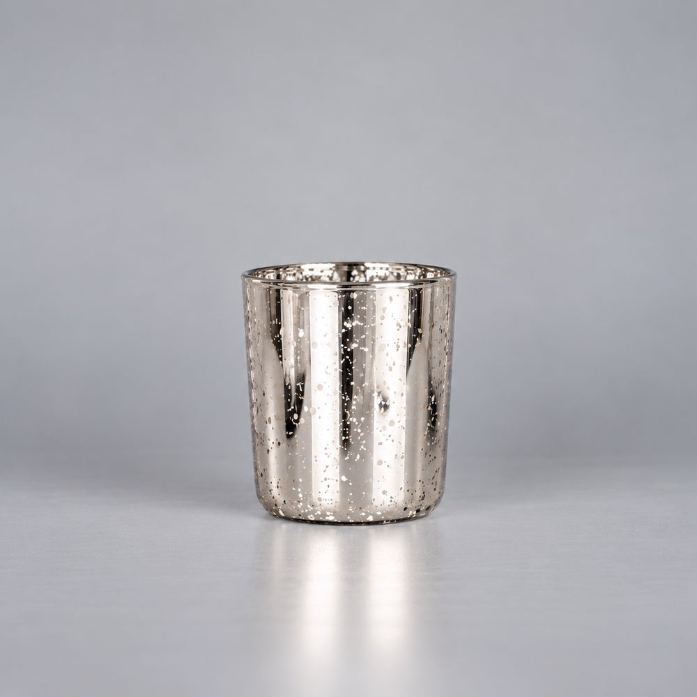 30cl Electroplated Glass Jar - Silver - Box of 6