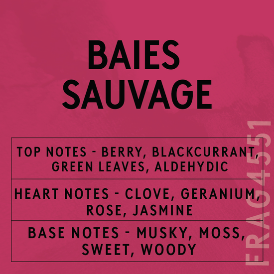 Baies Sauvage Fragrance Oil scent card and fragrance notes