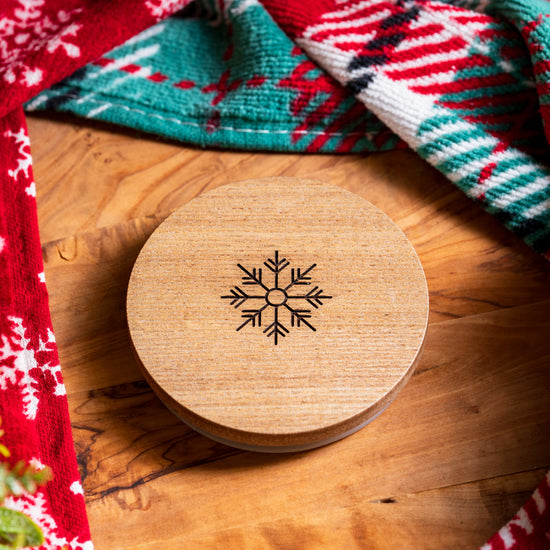Snow - Christmas Natural Wooden Lid For 30cl Candle