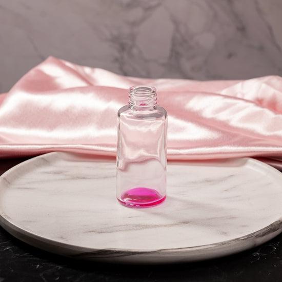 100ml Tall Circular Diffuser Bottle - Clear With Pink Base