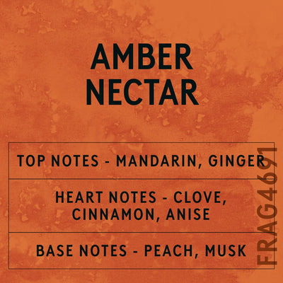 Amber Nectar fragrance oil - Candle Shack aluminium bottle with dried botanicals on a dark slate background