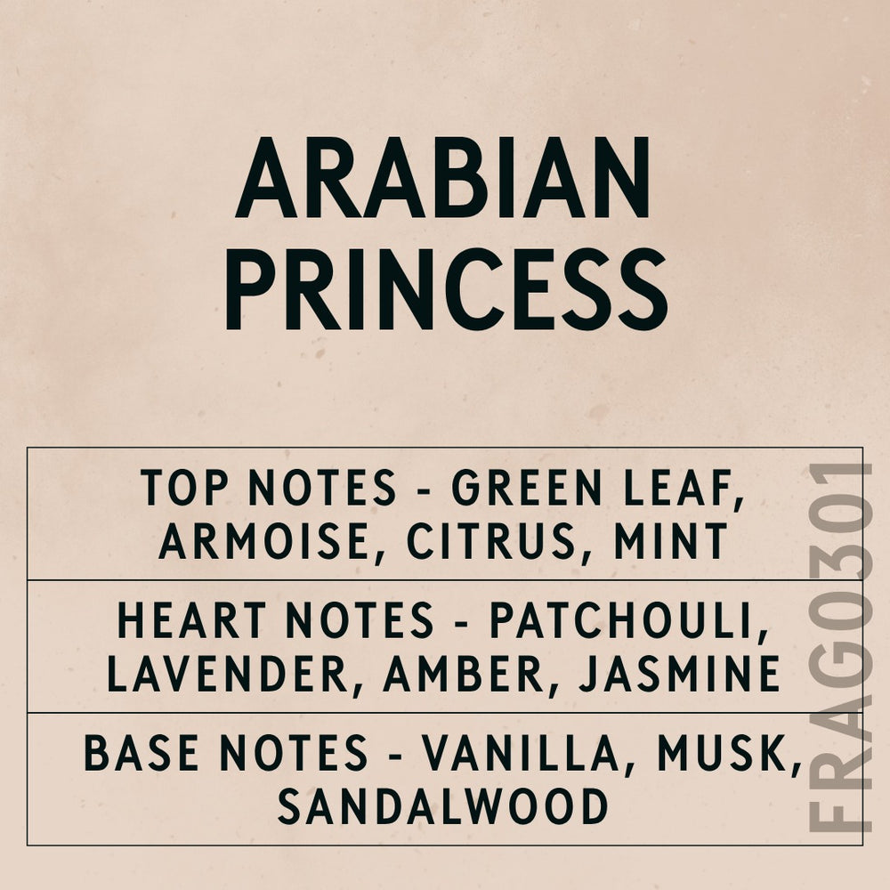 Arabian Princess Fragrance Oil scent card (English)