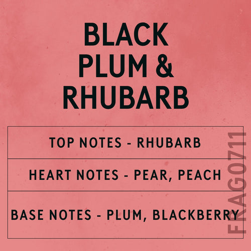 Black Plum & Rhubarb Fragrance Oil scent card (English)