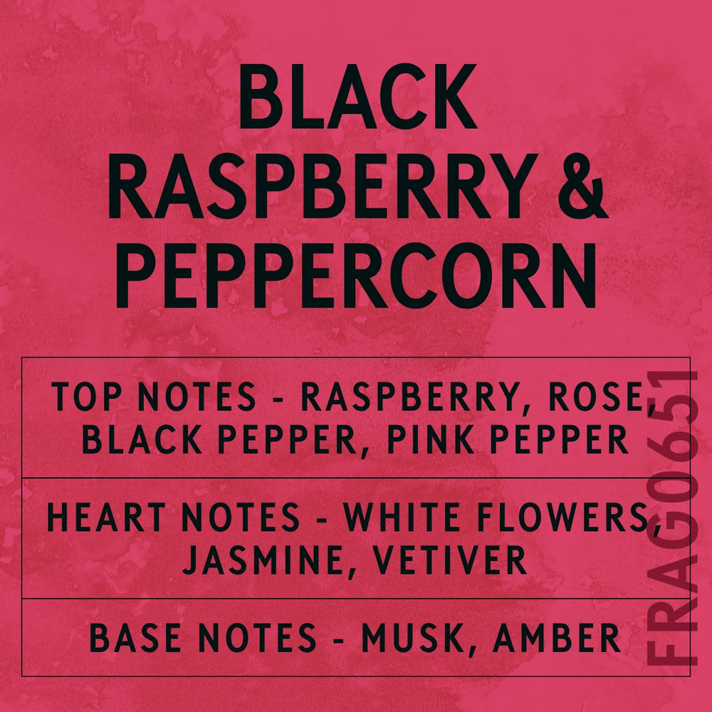 Black Raspberry & Peppercorn Fragrance Oil scent card (English)