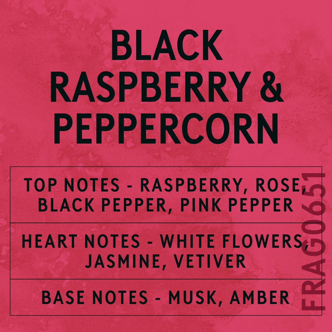 Black Raspberry & Peppercorn Fragrance Oil scent card (English)