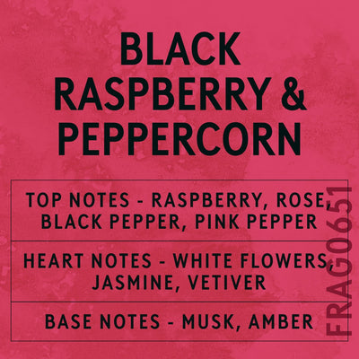 Black Raspberry & Peppercorn Fragrance Oil scent card (English)