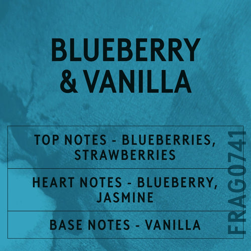 Blueberry & Vanilla fragrance oil - Candle Shack aluminium bottle with dried botanicals on a dark slate background