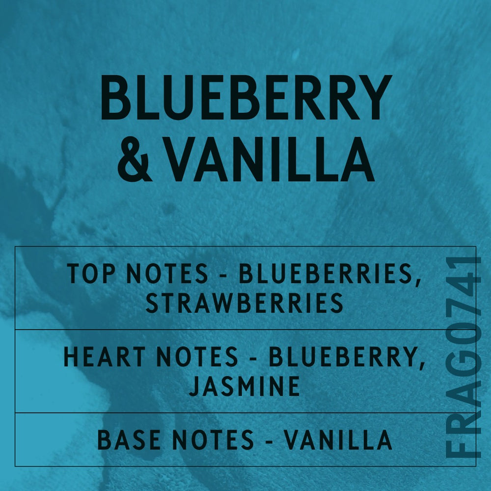 Blueberry & Vanilla Fragrance Oil scent card (English)