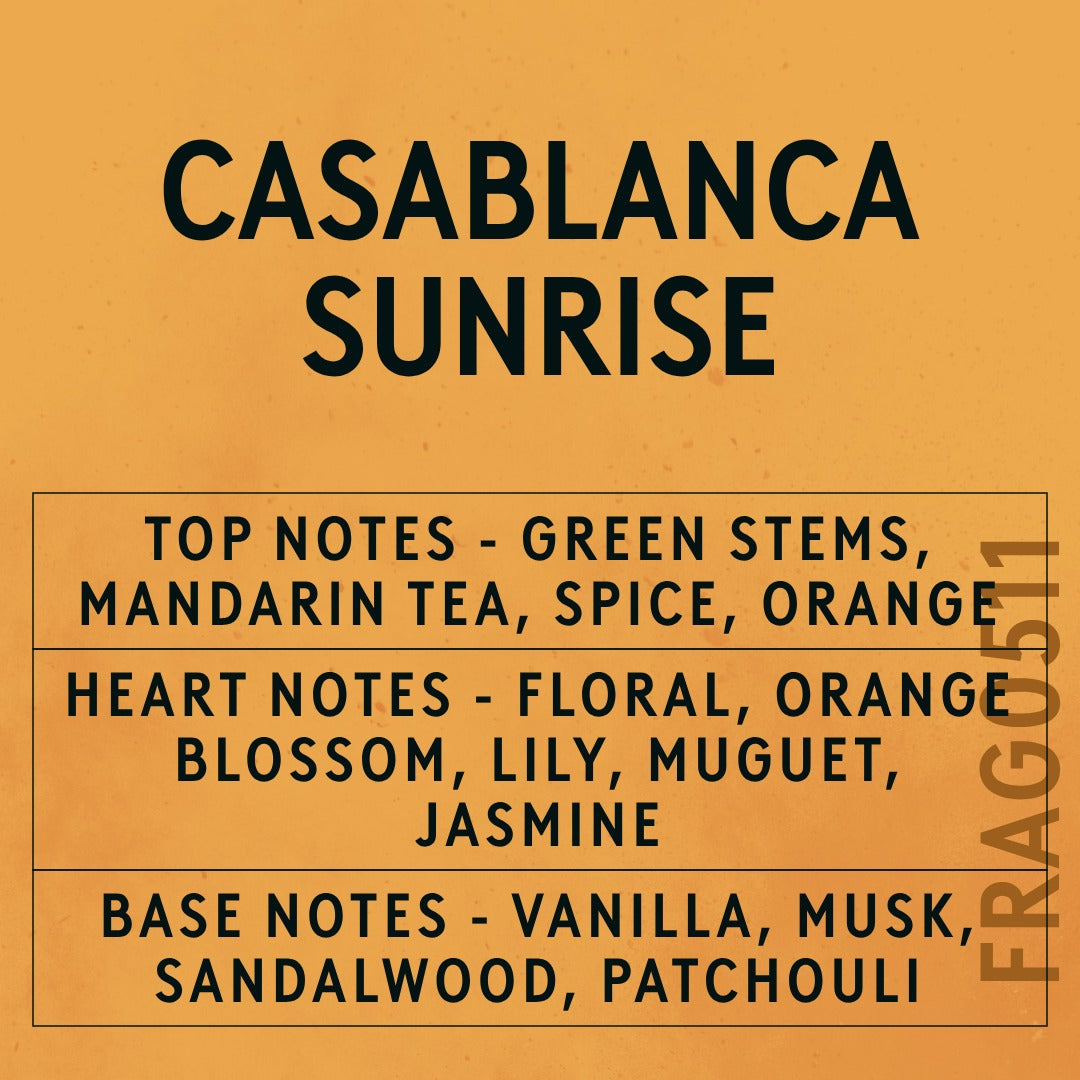 Casablanca Sunrise Fragrance Oil scent card (English)