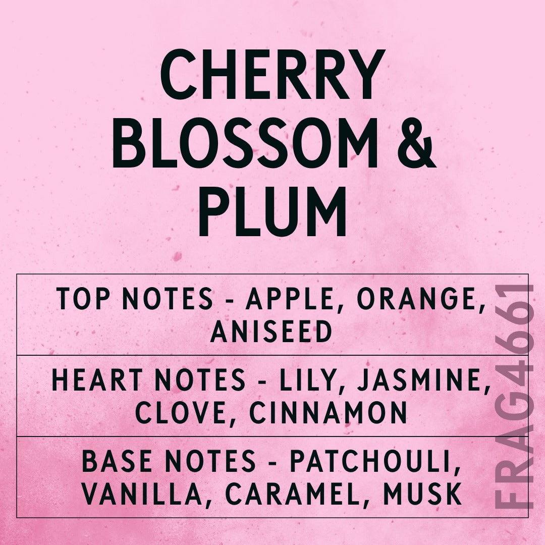 Cherry Blossom & Plum Fragrance Oil scent card (English)