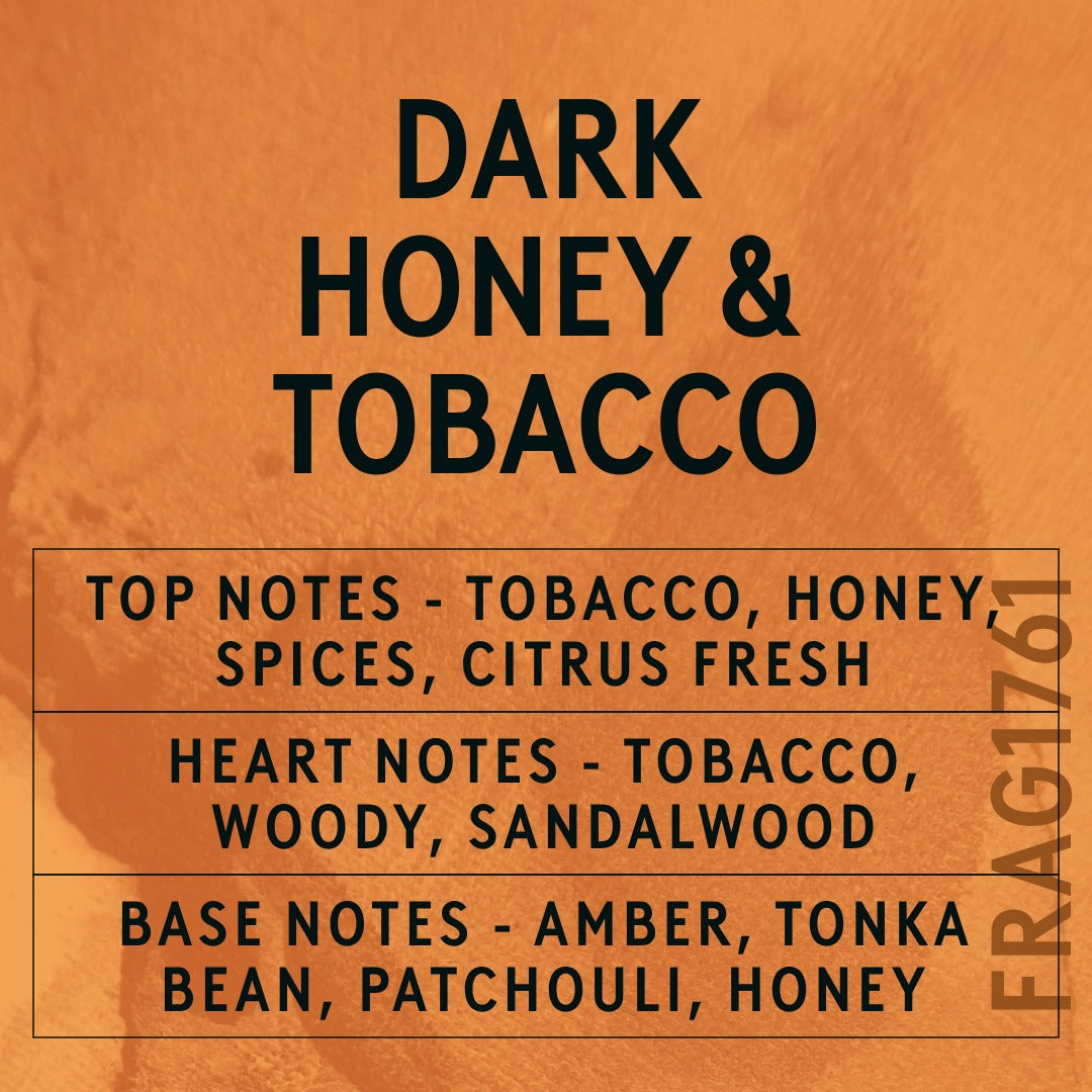 Dark Honey & Tobacco Fragrance Oil scent card (English)