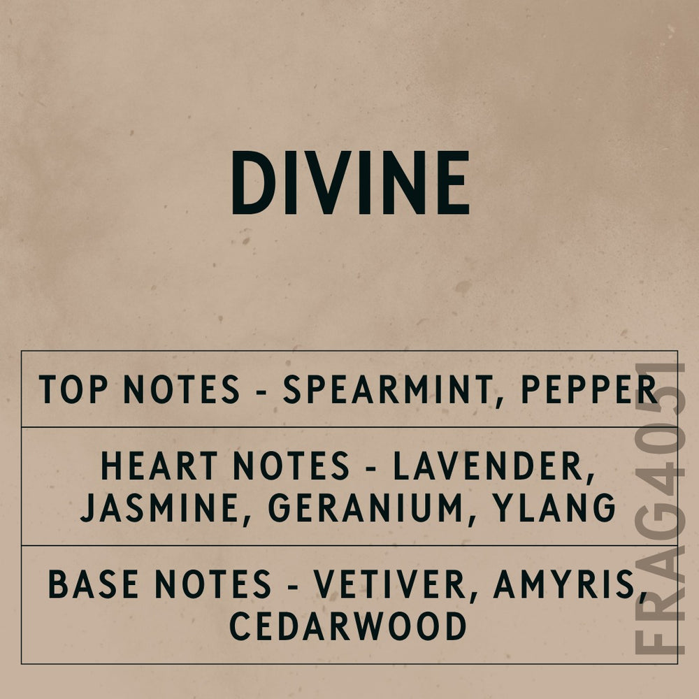 Divine Natural Oil scent card (English)