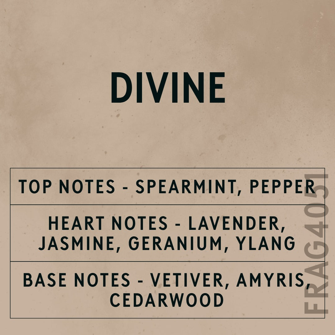 Divine Natural Oil scent card (English)