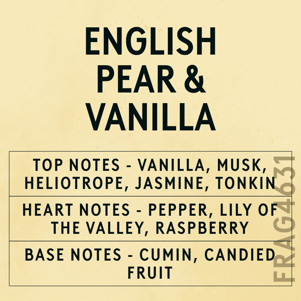 English Pear & Vanilla Fragrance Oil scent card (English)
