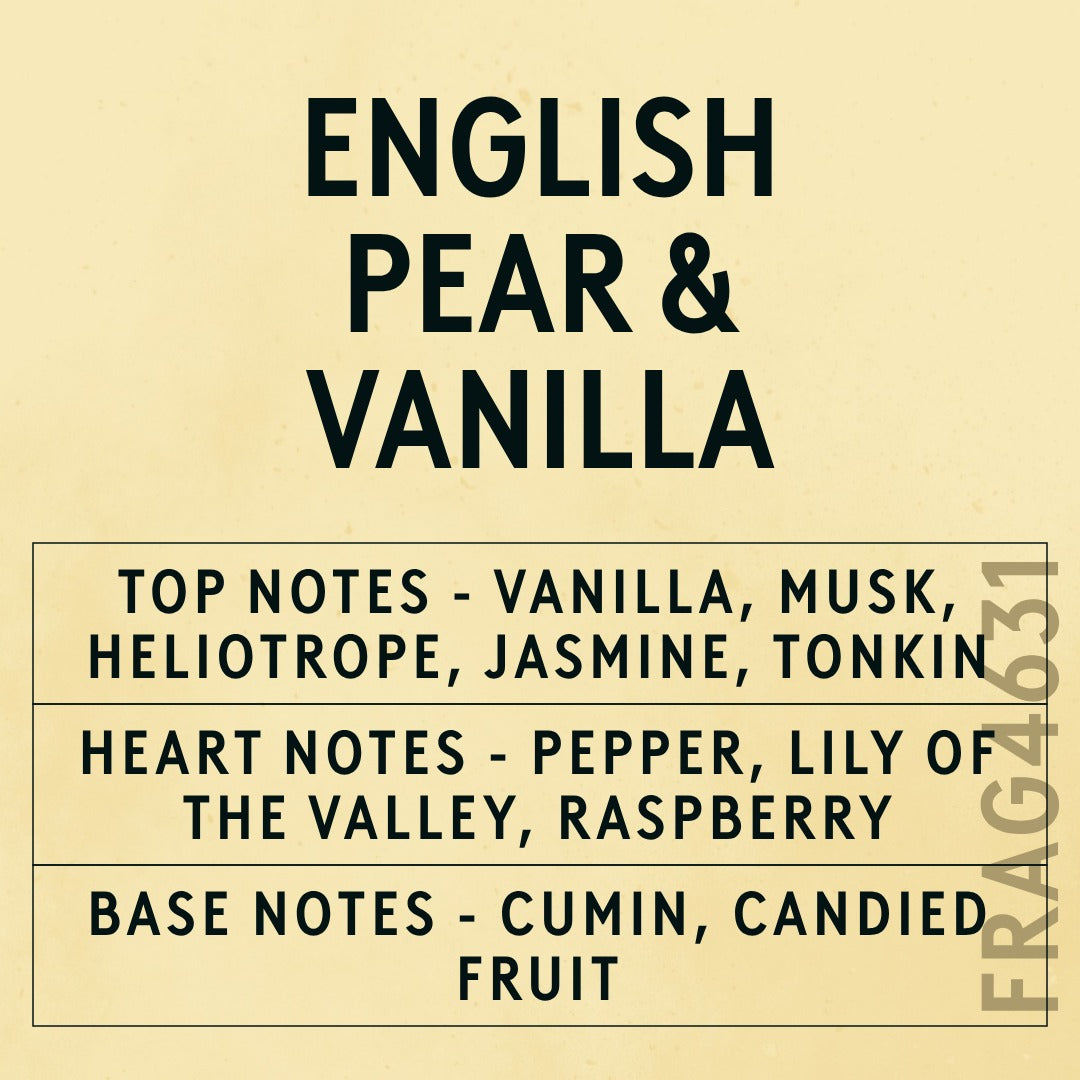 English Pear & Vanilla Fragrance Oil scent card (English)