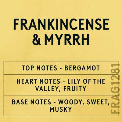 Frankincense & Myrrh Fragrance Oil scent card (English)
