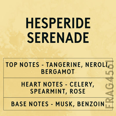 Hesperide Serenade fragrance oil - Candle Shack aluminium bottle with dried botanicals on a dark slate background