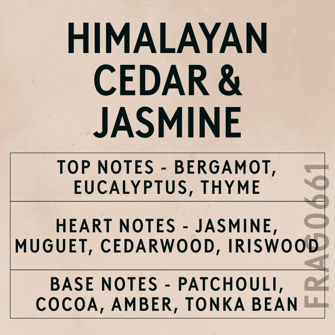 Himalayan Cedar & Jasmine Fragrance Oil scent card (English)