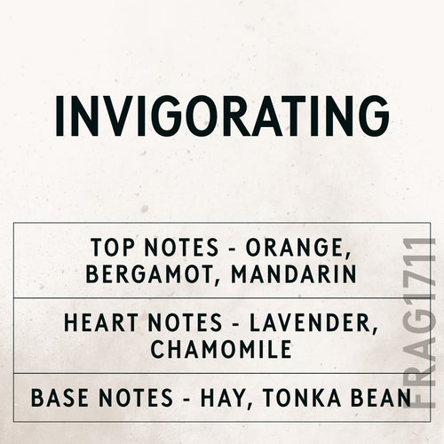 Invigorating Natural Oil fragrance oil - Candle Shack aluminium bottle with dried botanicals on a dark slate background