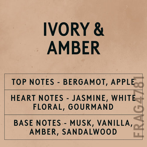 Ivory & Amber Fragrance Oil scent card (English)