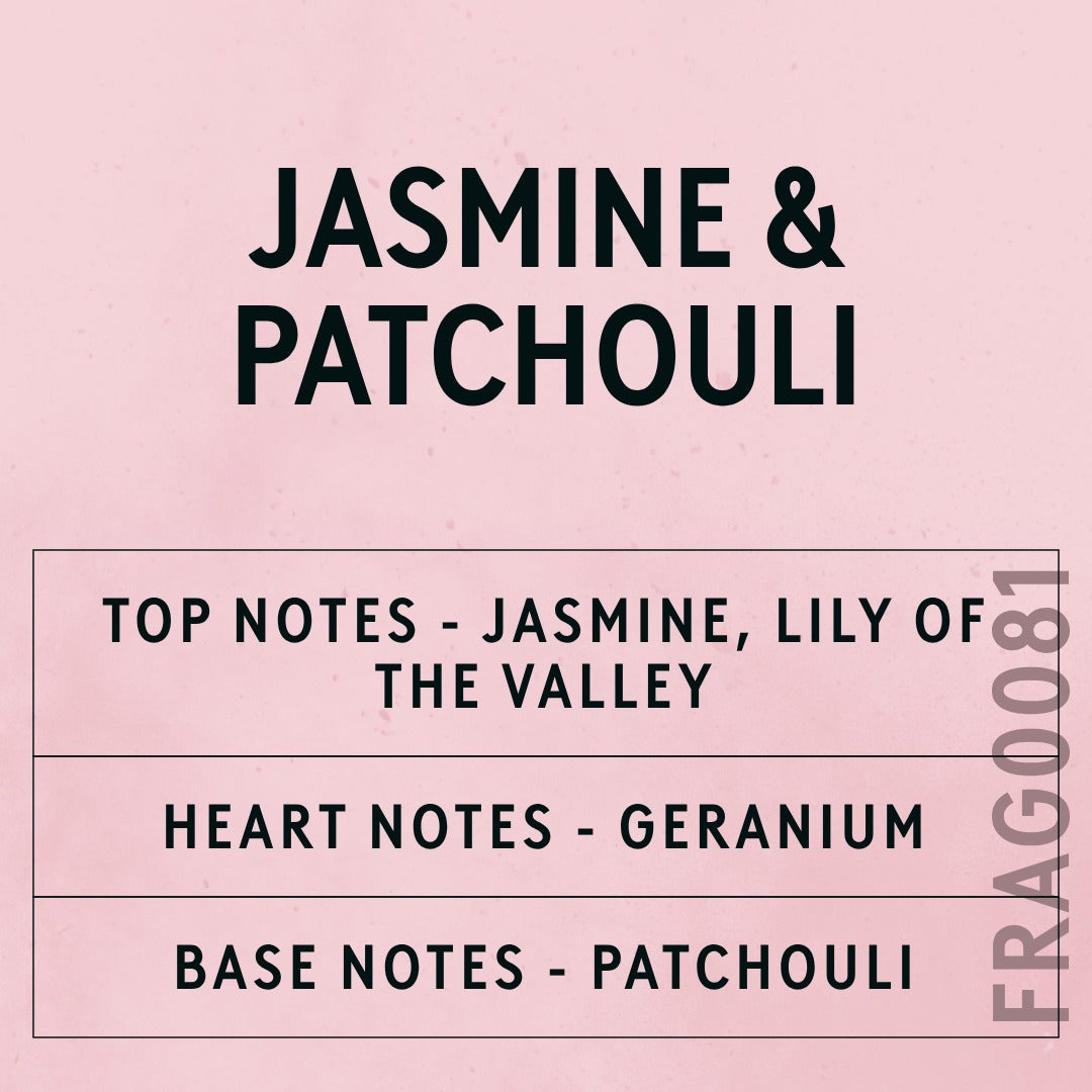 Jasmine & Patchouli Fragrance Oil scent card (English)