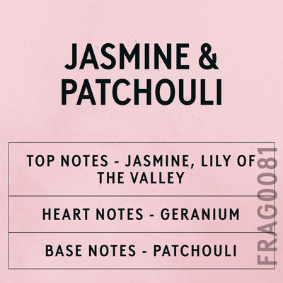Jasmine & Patchouli Fragrance Oil scent card (English)