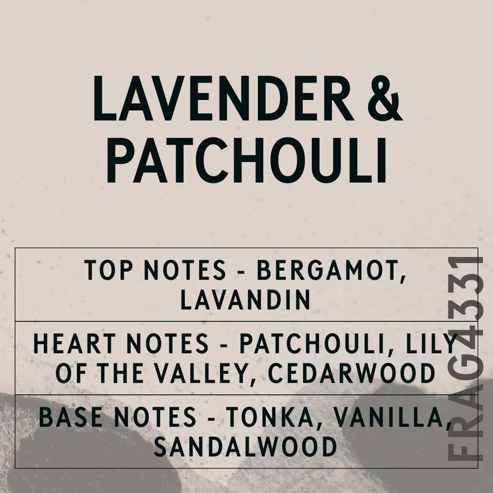 Lavender & Patchouli with Citrepel Insect Repellent fragrance oil - Candle Shack aluminium bottle with dried botanicals on a dark slate background