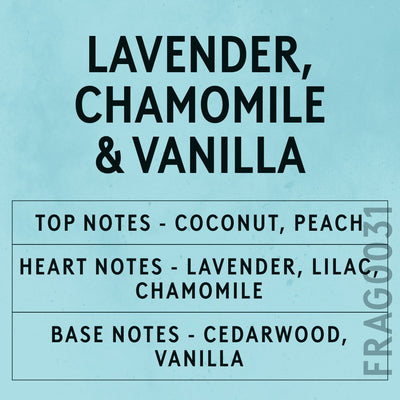 Lavender, Chamomile & Vanilla fragrance oil - Candle Shack aluminium bottle with dried botanicals on a dark slate background