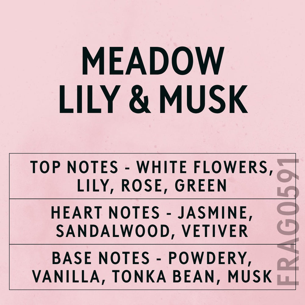 Meadow Lily & Cotton Musk Fragrance Oil scent card (English)