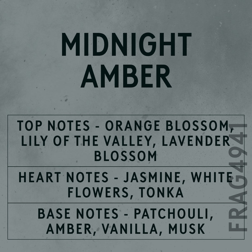 Midnight Amber Fragrance Oil scent card (English)